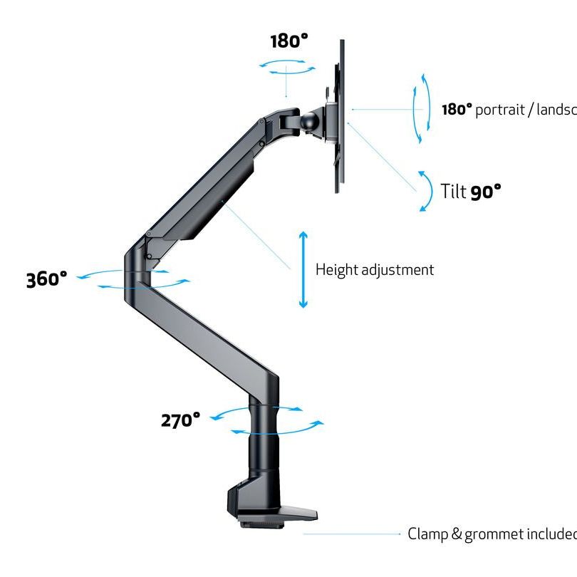 Light Gray Multibrackets M VESA Gas Lift XL Single Black