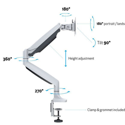 Light Gray Multibrackets M Deskmount Gas Spring Single White