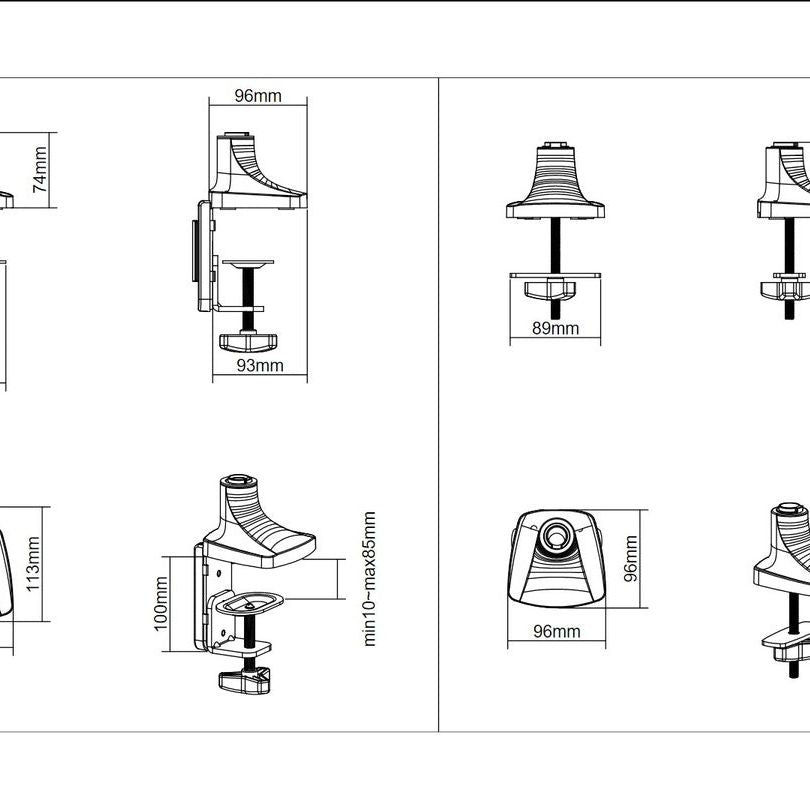 Light Gray Multibrackets M Deskmount Gas Spring Single White