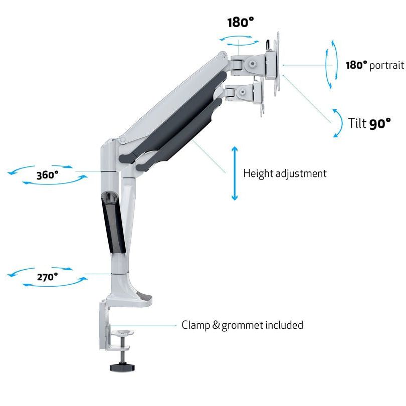 Light Gray Multibrackets M Deskmount Gas Spring Dual White