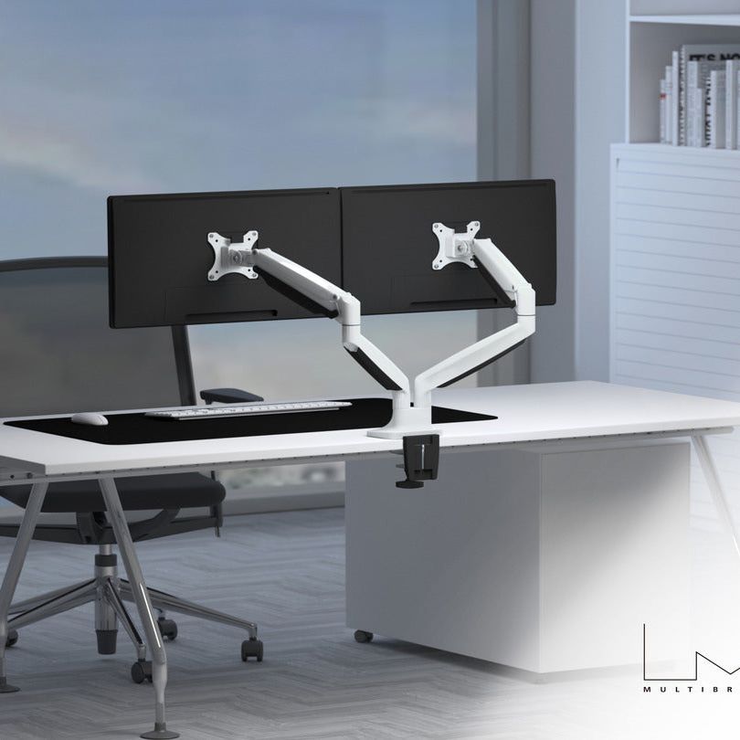 Light Slate Gray Multibrackets M Deskmount Gas Spring Dual White