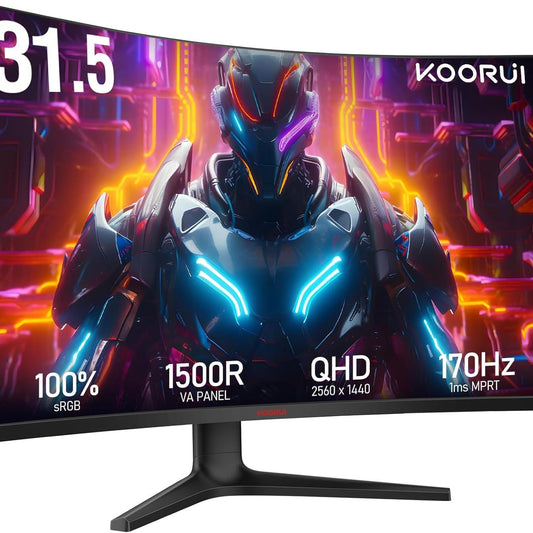 Dark Slate Gray Koorui GA01 32" 1500R 144Hz 1ms 2K Curved Gaming Monitor with Tilt Stand