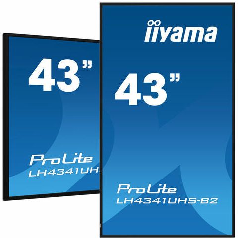 Dark Cyan iiyama ProLite LH4341UHS-B2 43" Professional Digital Signage display with 4K UHD resolution and 24/7 operating time