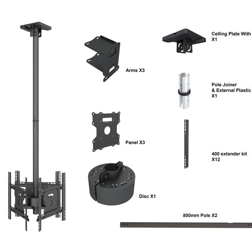 Dark Slate Gray Multibrackets M Ceiling Mount Pro Triple 49BDL-4050D