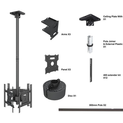 Dark Slate Gray Multibrackets M Ceiling Mount Pro Triple 49BDL-4050D