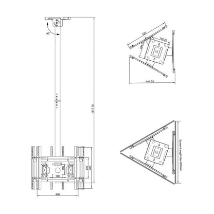 Light Gray Multibrackets M Ceiling Mount Pro Triple 49BDL-4050D