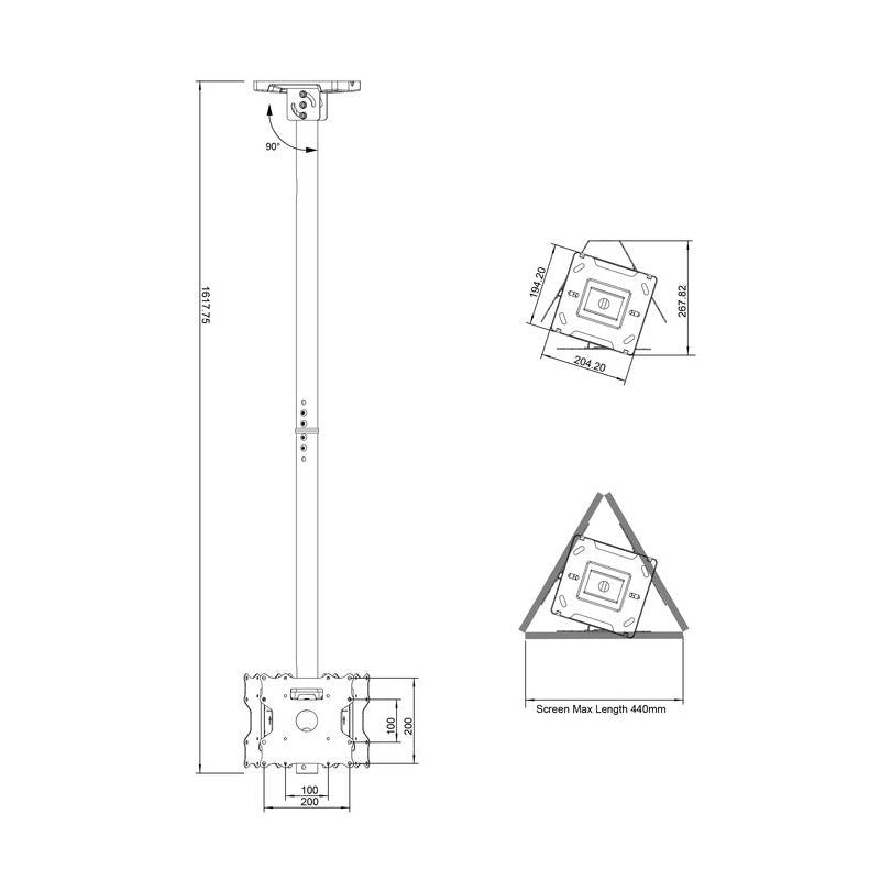 Light Gray Multibrackets M Ceiling Mount Pro Triple 32BDL-4050D