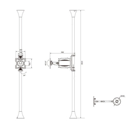 Light Gray Multibrackets M Floor to Ceiling Mount Pro MBFC1F, VESA200