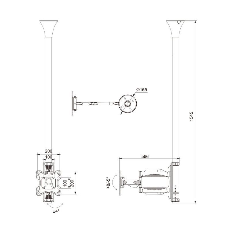 Light Gray Multibrackets M Ceiling Mount Pro MBC1F, VESA 200