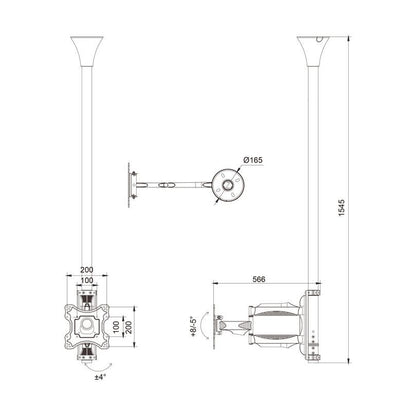 Light Gray Multibrackets M Ceiling Mount Pro MBC1F, VESA 200