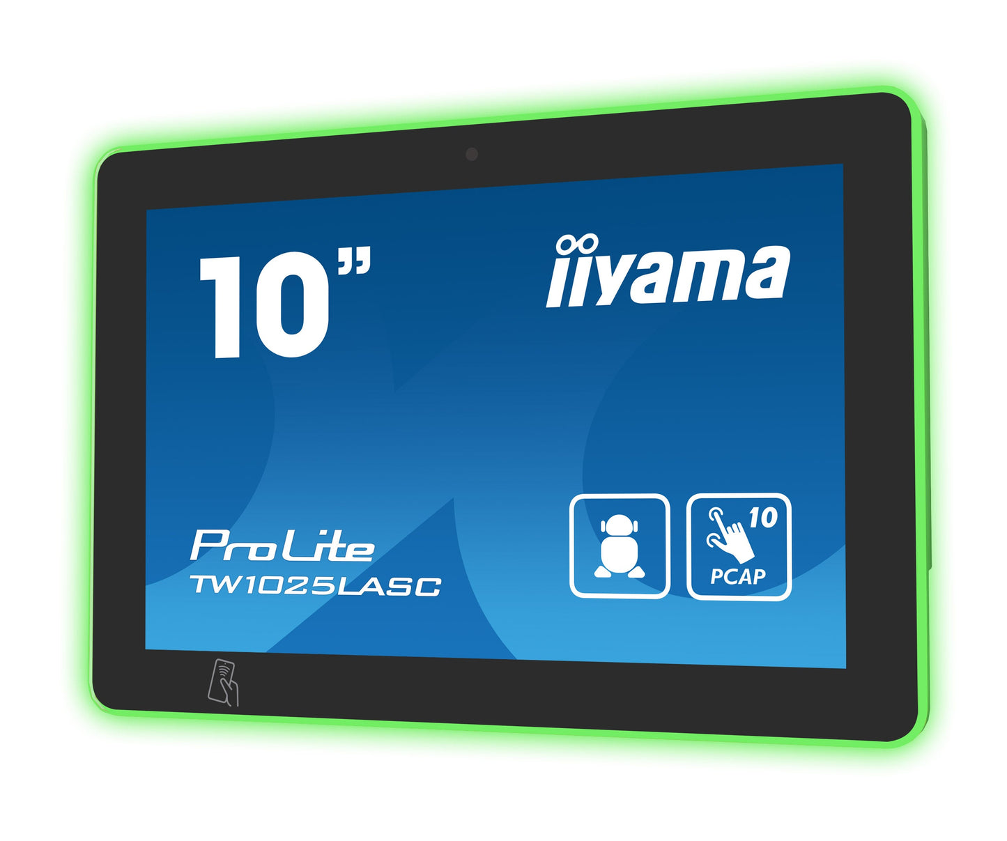 Dark Cyan iiyama TW1025LASC-B1PNR Signage Display Kiosk design 25.6 cm (10.1") LED Wi-Fi 450 cd/m² HD Black Touchscreen Built-in processor Android 24/7