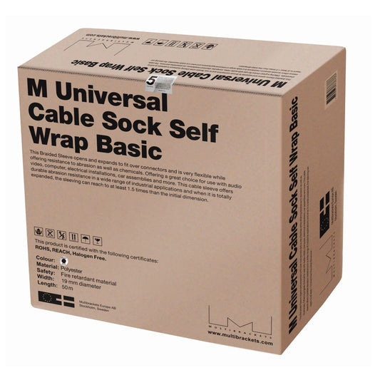 Rosy Brown Multibrackets M Universal Cable Sock Self Wrap Basic 19mm Black 50m