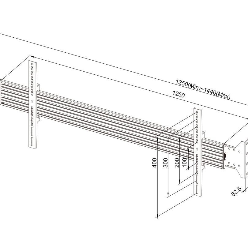 Lavender Multibrackets M Wallmount Pro MBWW1U Fixed Black, 125cm
