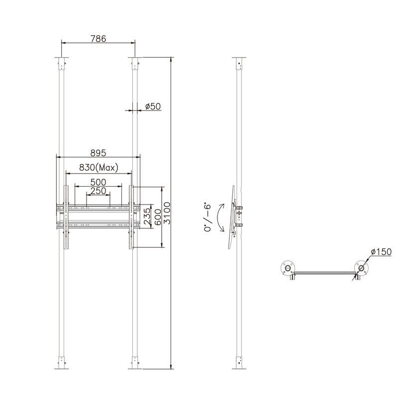 Light Gray Multibrackets M Floor to Ceiling Mount Pro MBFC2P1UHD