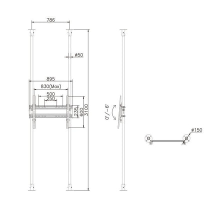 Light Gray Multibrackets M Floor to Ceiling Mount Pro MBFC2P1UHD