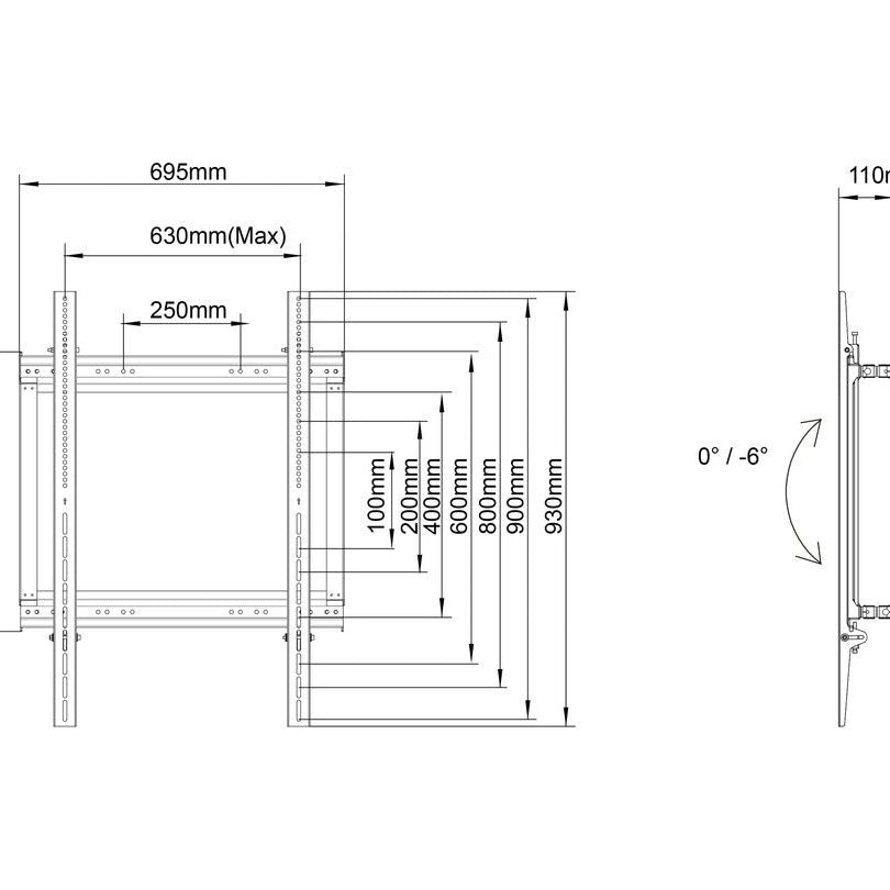 Light Gray Multibrackets M Pro Series - Dual Pole bracket 600X900