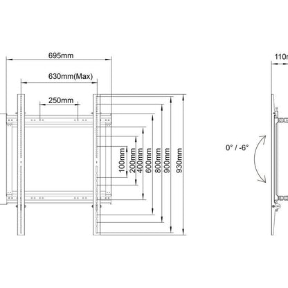 Light Gray Multibrackets M Pro Series - Dual Pole bracket 600X900
