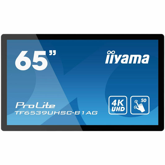 Steel Blue iiyama TF6539UHSC-B1AG 65" Open Frame PCAP 50pt Touch IPS 4K LFD with Anti Glare, 24/7 Operation, IPX1 rated