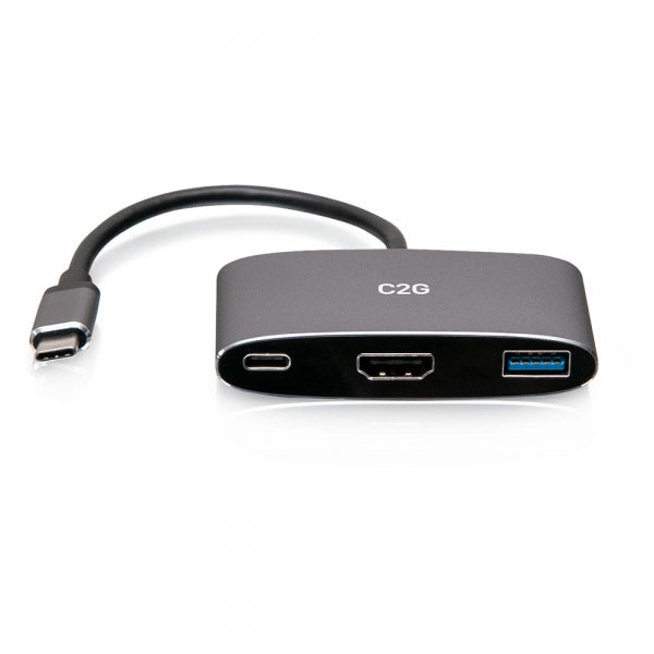 Slate Gray C2G USB-C 3-in-1 Mini Dock with HDMI, USB-A, and USB-C Power Delivery up to 100W - 4K 60Hz
