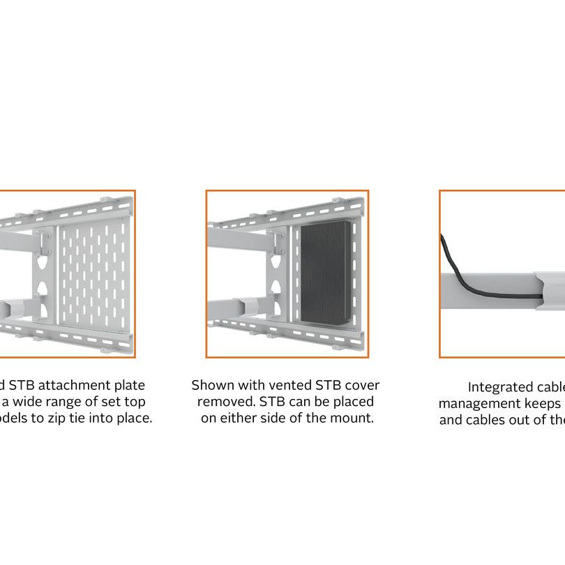 Light Gray Multibrackets M Hospitality Flexarm with STB Enclosure White