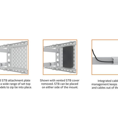 Light Gray Multibrackets M Hospitality Flexarm with STB Enclosure White