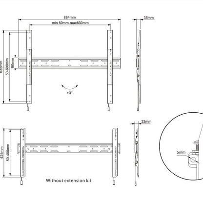Dark Slate Gray Multibrackets M Universal Wallmount Fixed X Large
