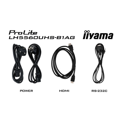 Black iiyama ProLite LH5560UHS-B1AG 55" 4K UHD LED IPS Display with WiFi and Android OS