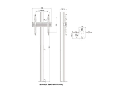 Gray Multibrackets M Floormount Column Pro MBFC1U 180 Micro Adjustable