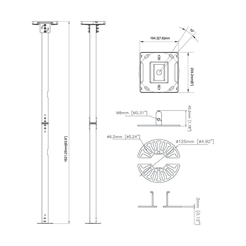 Light Gray Multibrackets M Pro Series CCTV Ceilingmount White