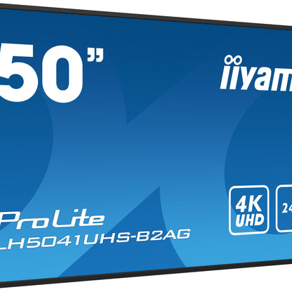 Dark Cyan iiyama LH5041UHS-B2AG Signage Display Digital signage flat panel 127 cm (50") LCD 500 cd/m² 4K Ultra HD Black 24/7