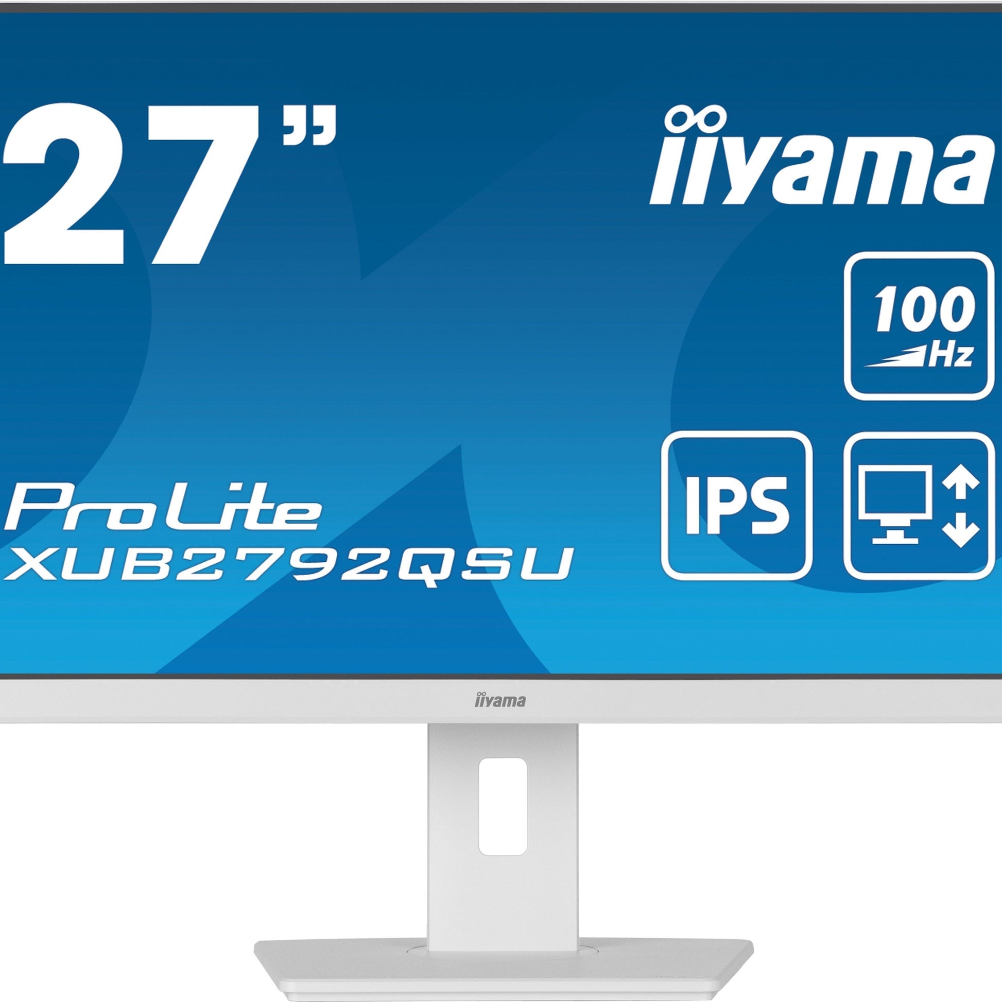 Dark Cyan iiyama ProLite XUB2792QSU-W6 27” WQHD IPS technology panel with USB hub and 100Hz refresh rate and 150mm height adjustable stand