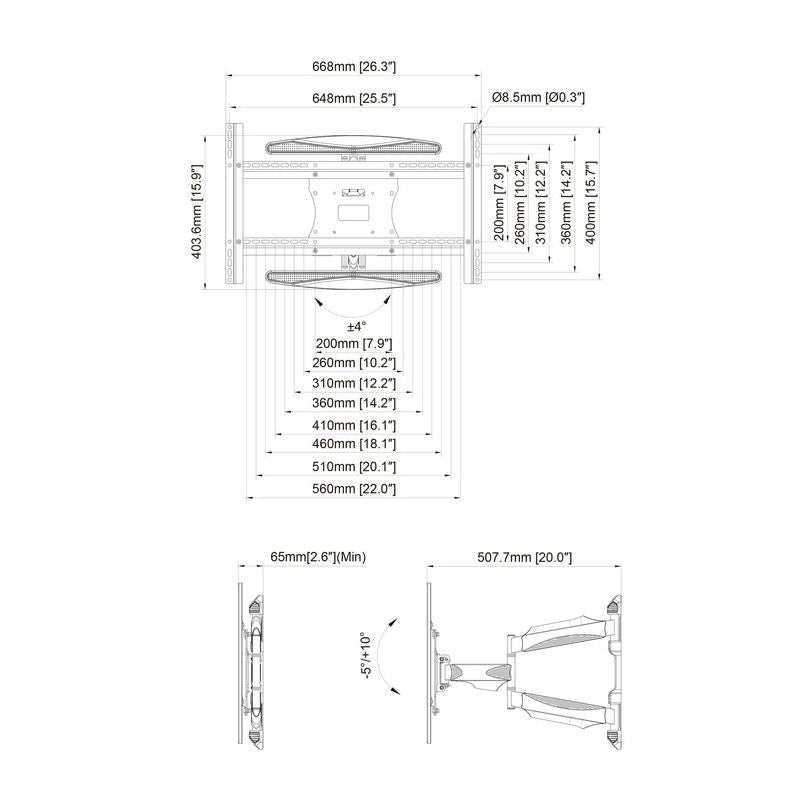 Lavender Multibrackets M VESA Flexarm Full Motion Single Portrait 400x600