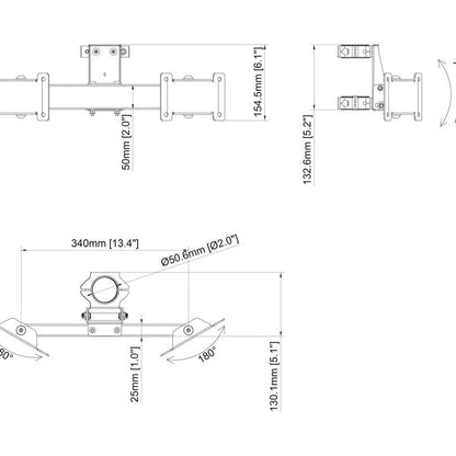 Light Gray Multibrackets M Pro Series - Dual bracket V-shape 32"-43"