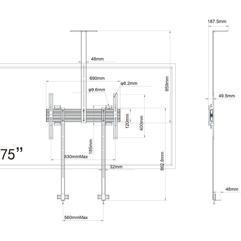 Light Gray Multibrackets M Wallmount Pro MBW1U Fixed w. camera and soundbar holder