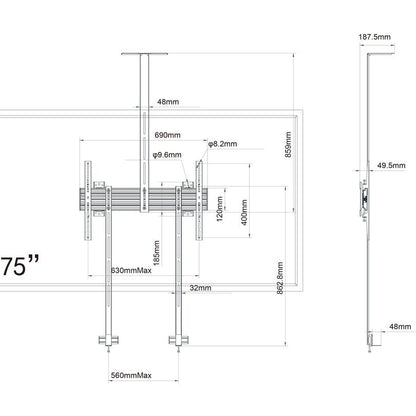 Light Gray Multibrackets M Wallmount Pro MBW1U Fixed w. camera and soundbar holder