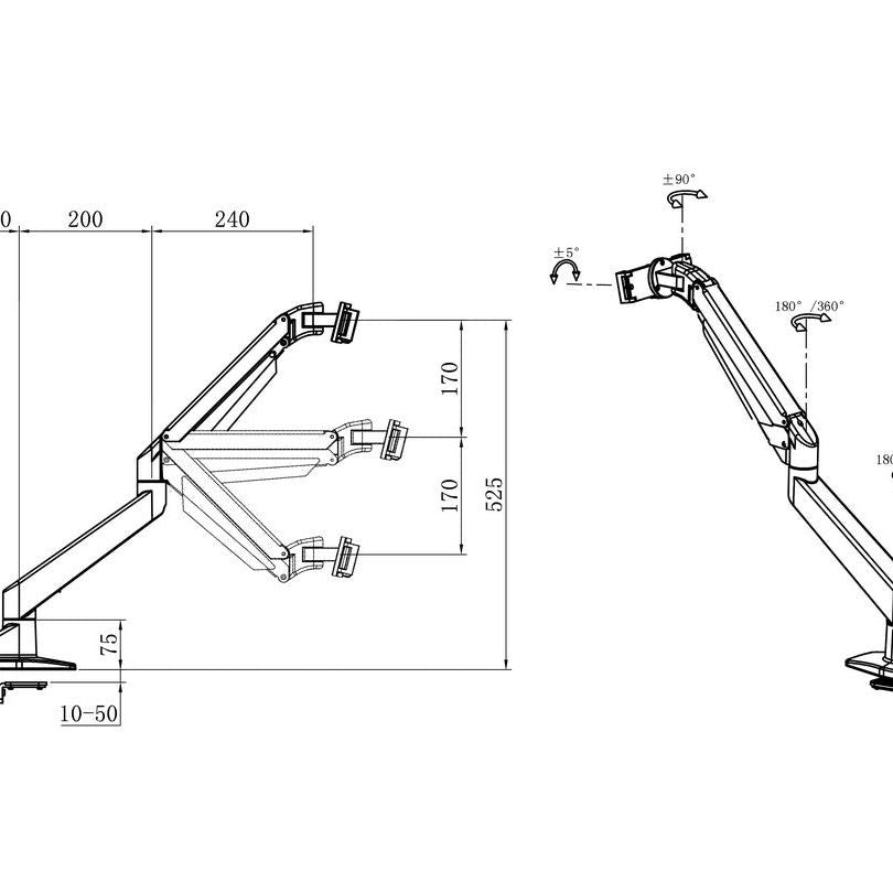Black Multibrackets M VESA Gas Lift Arm iMac Silver