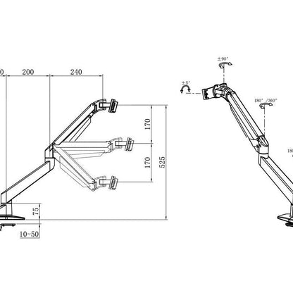 Black Multibrackets M VESA Gas Lift Arm iMac Silver