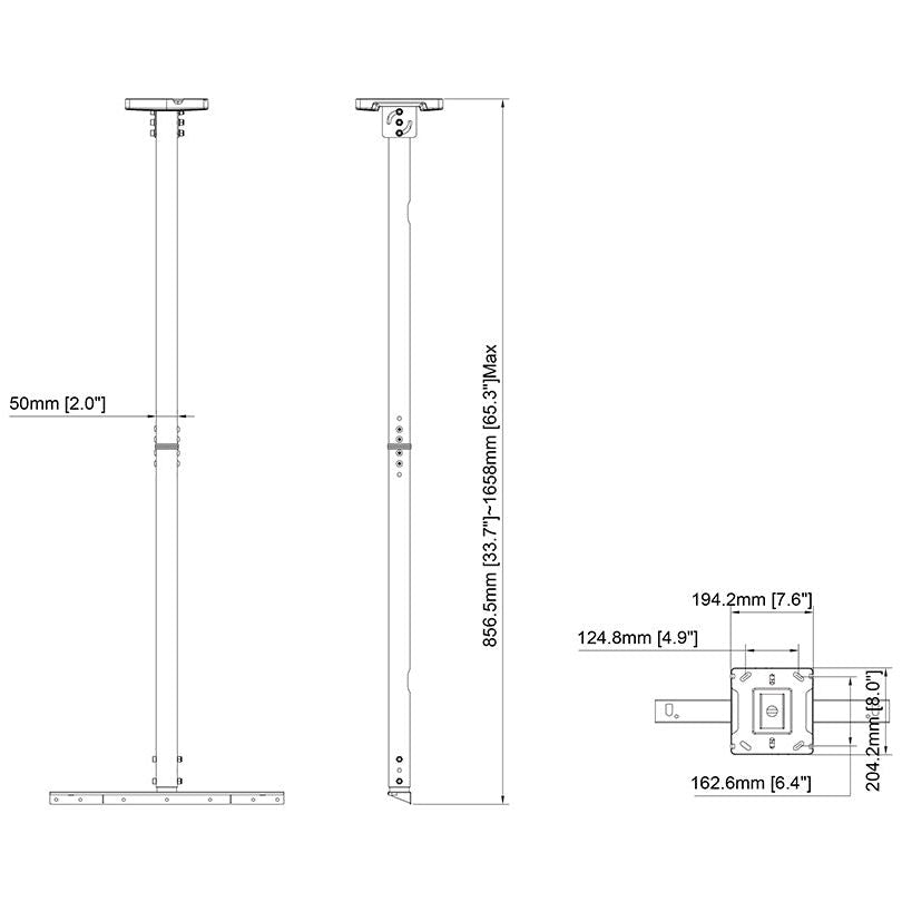 Light Gray Multibrackets M Pro Series - Enclosure Ceiling Kit 49-65"Black