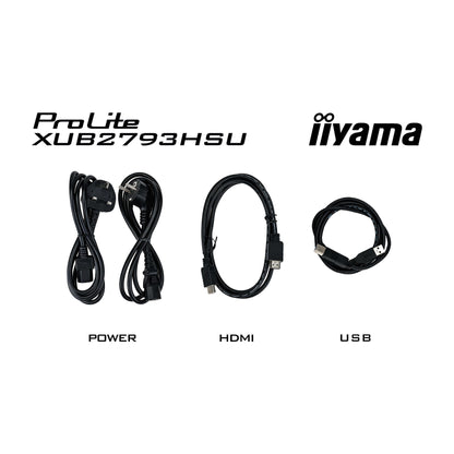 Black iiyama ProLite XUB2793HSU-B6 27” IPS technology panel with height adjustable stand and 100Hz refresh rate