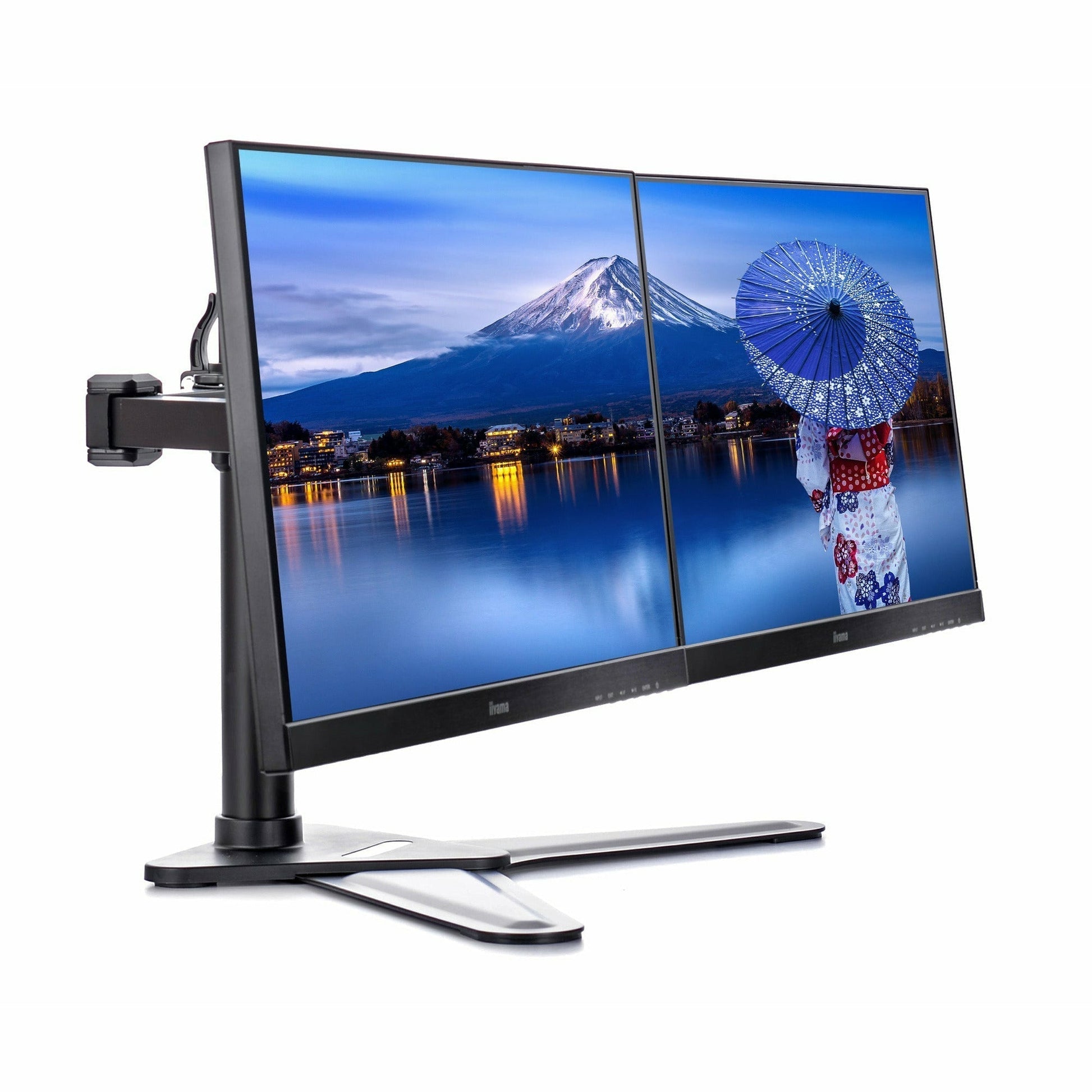 Steel Blue iiyama ProLite DS1002D-B1  Dual Screen Desk Top Stand