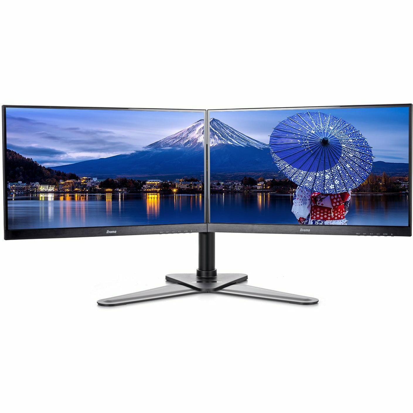 Dark Slate Blue iiyama ProLite DS1002D-B1  Dual Screen Desk Top Stand
