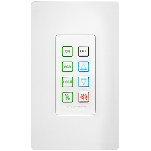 White Smoke Aurora Multimedia DXB-8i-G2-W 8-Button 1-Gang Backlit Button Control Pad (White)