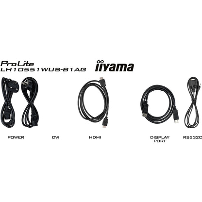 Black iiyama ProLite LH10551UWS-B1AG 105" IPS LCD 25% Haze 21:9 Ultra-Wide, 5K 5120x2160 24/7 Hour Operation Large Format Display