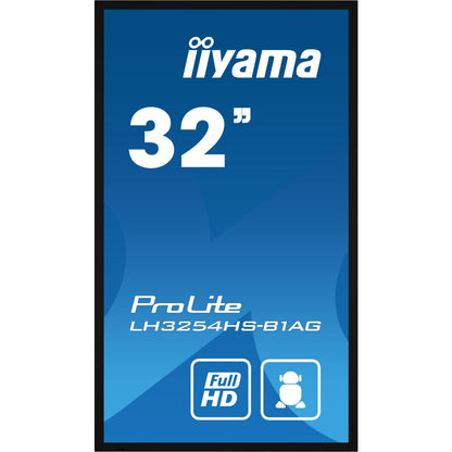 Dark Cyan Iiyama ProLite LH3254HS-B1AG 32" Full HD Professional Digital Signage 24/7 Display featuring Android OS and FailOver