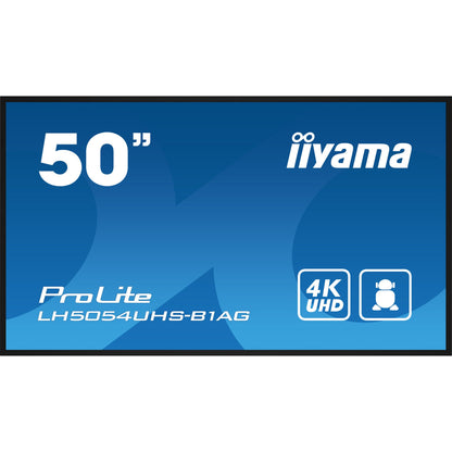 Dark Cyan iiyama ProLite LH5054UHS-B1AG 50" 4K UHD Professional Digital Signage 24/7 display featuring Android OS & FailOver