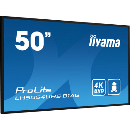 Dark Cyan iiyama ProLite LH5054UHS-B1AG 50" 4K UHD Professional Digital Signage 24/7 display featuring Android OS & FailOver