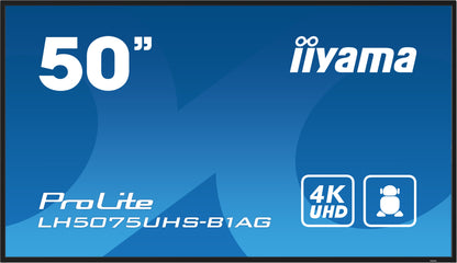 Dark Cyan iiyama ProLite LH5075UHS-B1AG 50" 4K UHD 24/7 Display with Android OS, FailOver and Intel SDM slot
