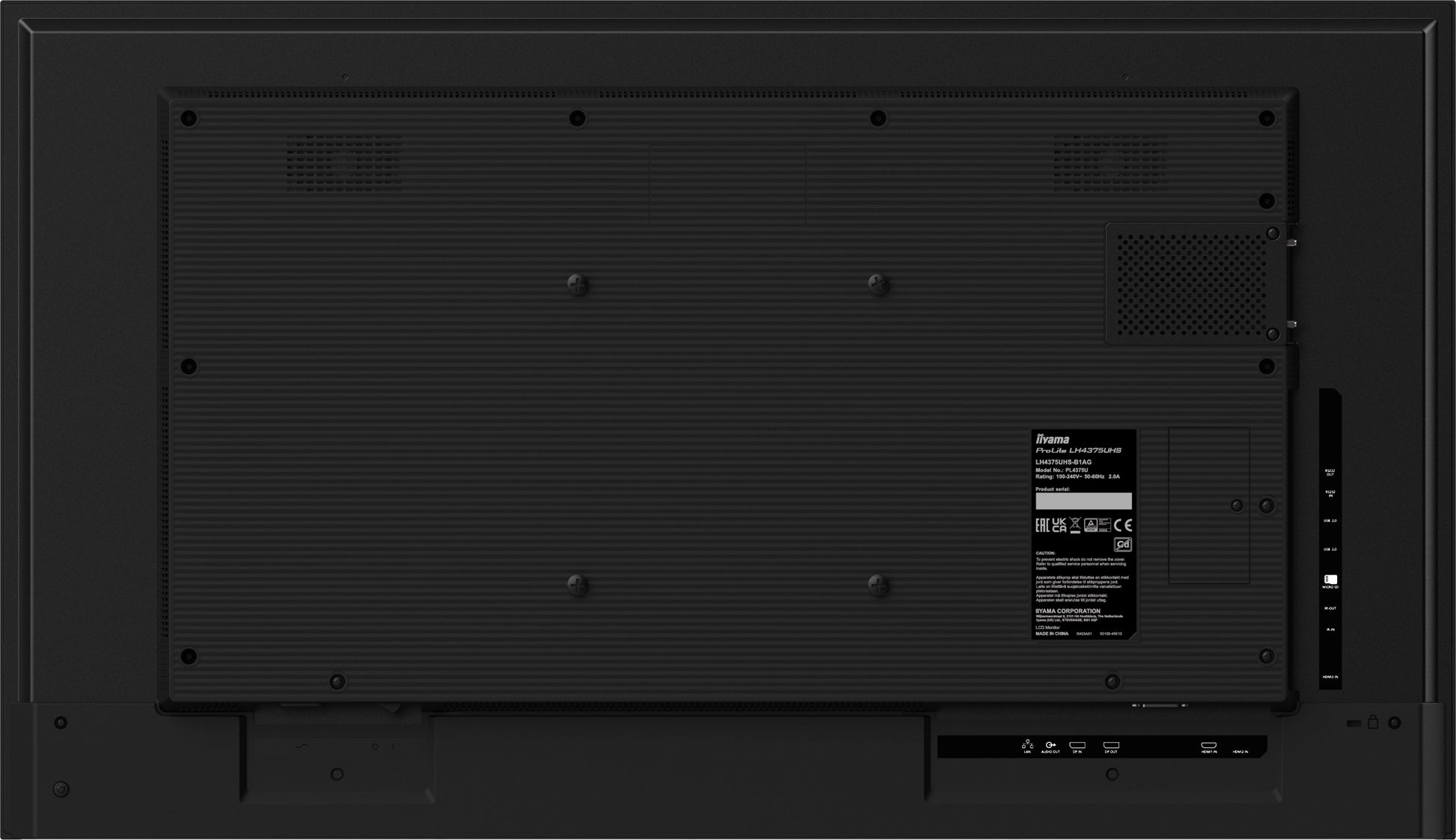 Black iiyama ProLite LH5075UHS-B1AG 50" 4K UHD 24/7 Display with Android OS, FailOver and Intel SDM slot