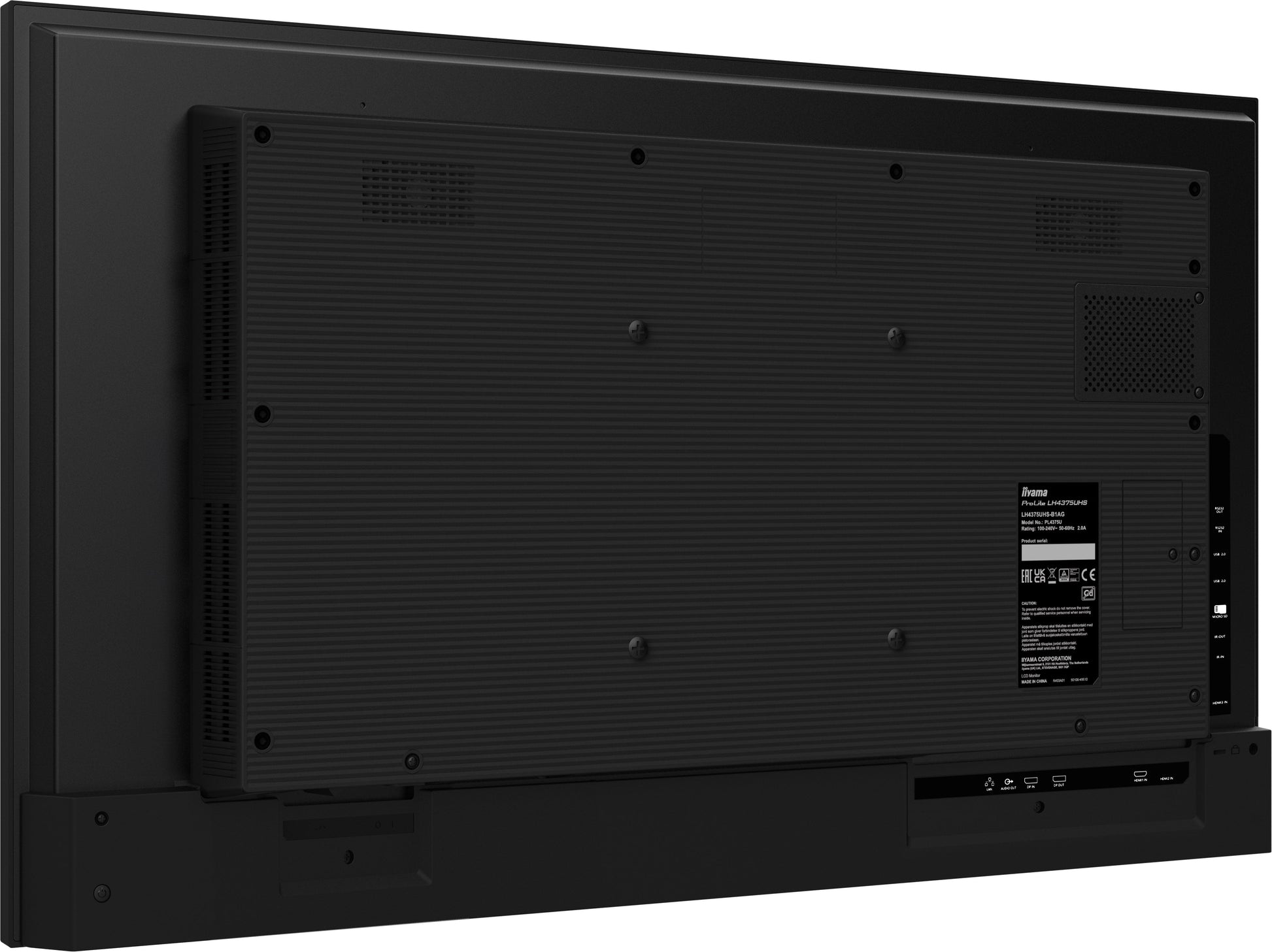 Black iiyama ProLite LH5075UHS-B1AG 50" 4K UHD 24/7 Display with Android OS, FailOver and Intel SDM slot