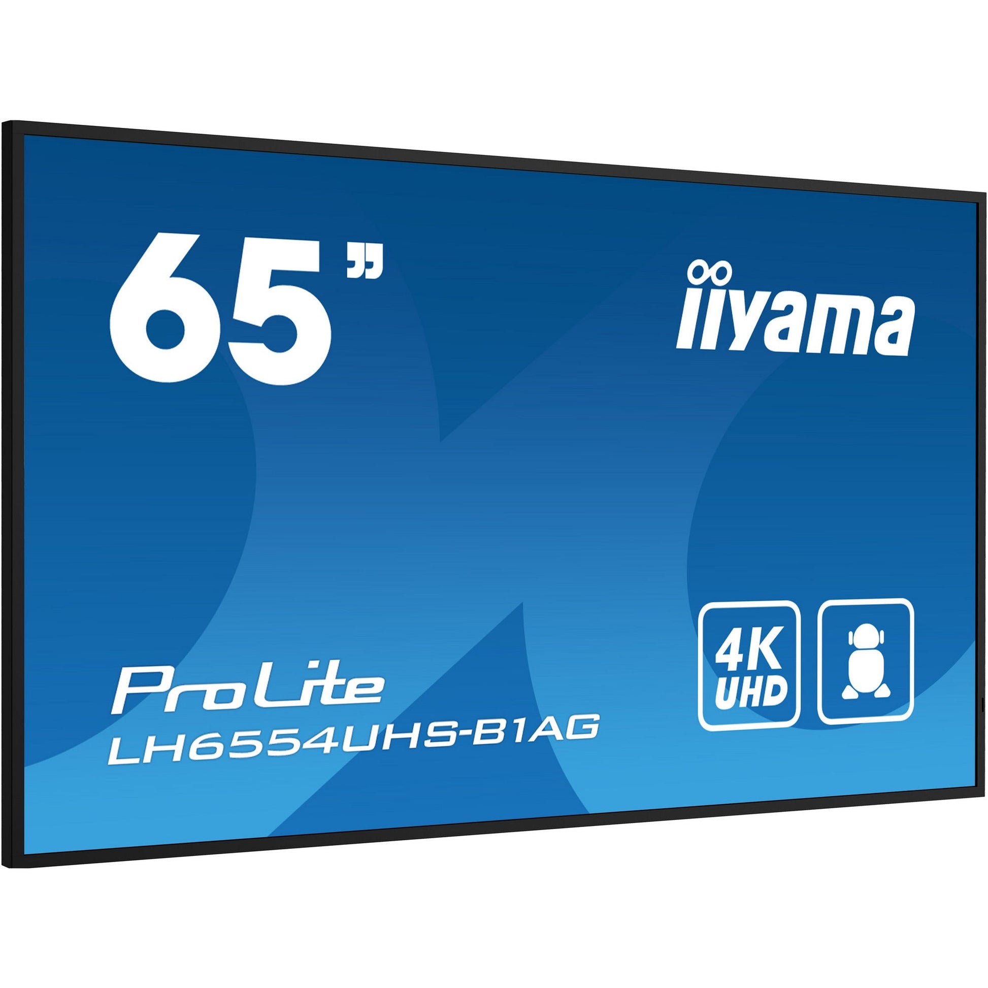 Dark Cyan Iiyama ProLite LH6554UHS-B1AG 65" 4K UHD Professional Digital Signage 24/7 display featuring Android OS, FailOver and Intel® SDM slot